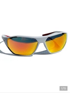 🆕️✔️NIKE MATTE GRAY & ORANGE MIRROR AERO DRIFT WRAP SUNGLASSES✔️